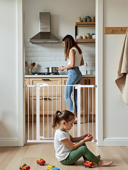 29.5-40.5" Baby Gate for Stairs, Dog Gate for Doorways, Walk Thru Auto Close Metal Baby Safety Gate for The House, Stairs and Doorways, Child Gate Pressure Mounted, Pet Gate for Dog Indoor - Black
