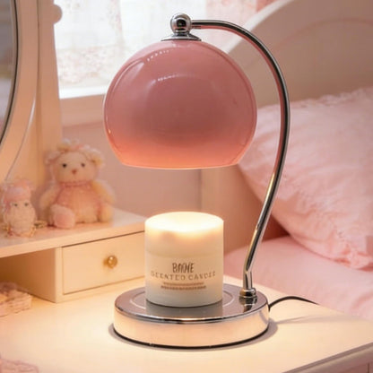 Candle Lamp Warmer, Wide Base Scented Candle Warmer with Timer and Dimmer, Modern Candle Melting Lattern, Home Decor Table Lamp (Silver)