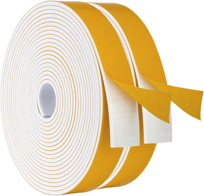 ToLanbbt White Door Window Weather Stripping Self Adhesive Foam Tape High Density Foam Sealing Strip Window Insulation Weatherproof Gasket Tape for Doors and Windows (1/2" W X 1/8" T X 16.5')