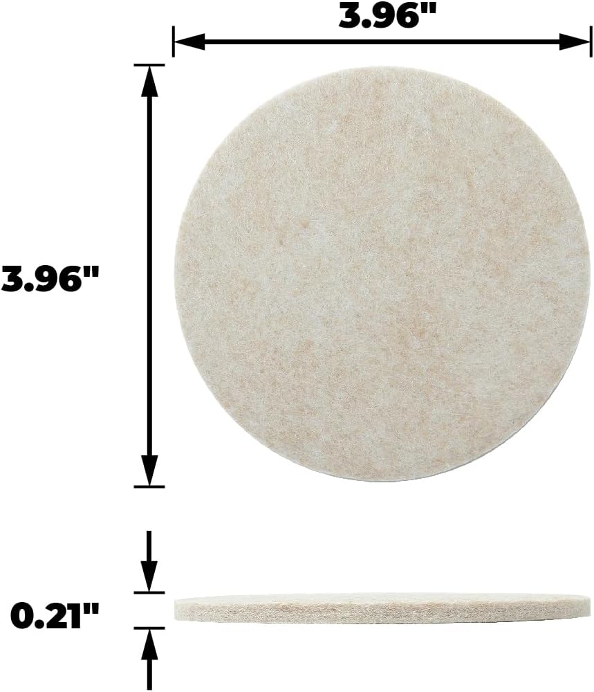 Shepherd Hardware 9921 4-Inch Heavy Duty Self-Adhesive Felt Furniture Pads, 4-Pack, Beige,Tan