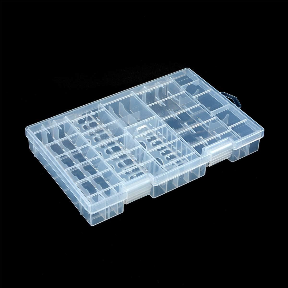 47 Batteries Organizer Storage Case Box Holder Clear Plastic Container Portable- Holds 16 AAA+20 AA+ 2 9V+5 C+4 D Various Sizes and Tester