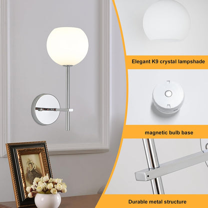 Brass Battery Operated Wall Sconces Set of 2, Rechargeable Wireless Wall Lights with Milky White Frosted Glass, 12 RGB and 3CCT Dimmable, Wall Lamps with Remote for Bedroom Living Room Hallway
