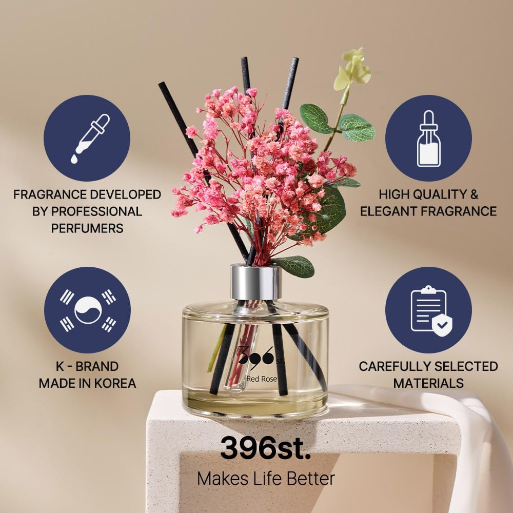396 st. Rose Flower Reed Diffuser, Vanilla Lavender, 200ml(6.7oz) / Reed Diffuser Sets, Home Fragrance, Scented Oils, Home & Bathroom Décor