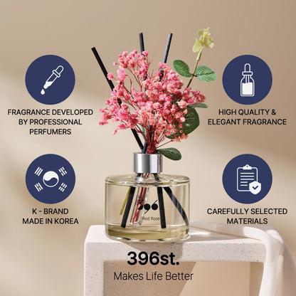 396 st. Rose Flower Reed Diffuser, Vanilla Lavender, 200ml(6.7oz) / Reed Diffuser Sets, Home Fragrance, Scented Oils, Home & Bathroom Décor