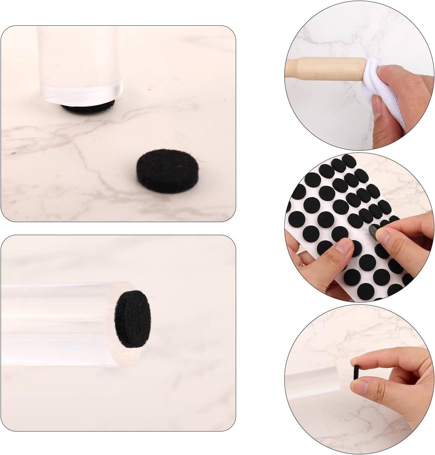 96pcs Felt Pads for Cabinet Door, 1.3cm/1/2in Round Thick Quite Small Cupboard Bumpers Self Adhesive Sticky Felt Dots Furniture Tools for Kitchen Furniture Floor Drawers Table Chair Legs Feet (Black)