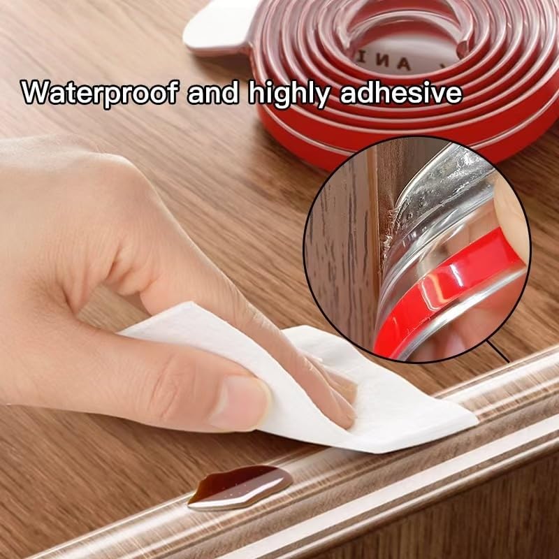Clear Furniture Edge Protector Strip, Flexible Corner Guards, 0.6 Inch Wide, 39-196 Inch Length, Adhesive-Free Table Protection (118 inches.)