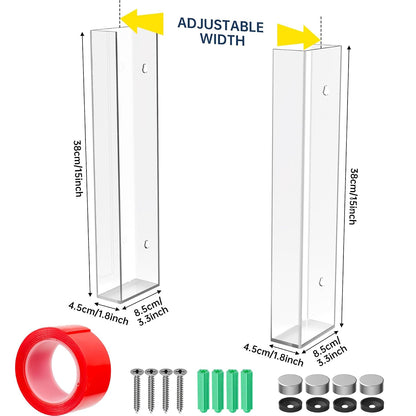 NiHome 2-Tier Clear Acrylic Glove & Tissue Box Holder Dispenser, Wall Mount | Space-Saving Glove Box Dispenser, Adjustable Organizer for Tissues, Baby Wipes, Adhesive or Screw Mount for Kitchen, Bathroom