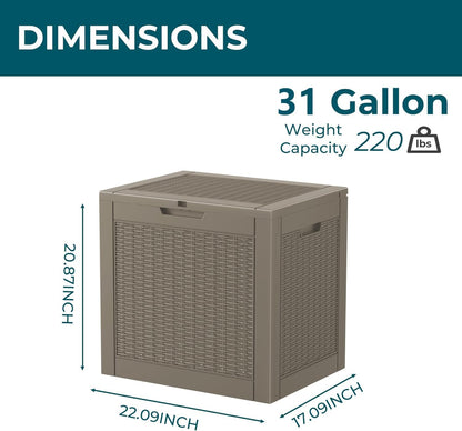 320 Gallon Waterproof Outdoor Storage Box, UV Resistant Resin Deck Box with Hydraulic Rod for Reinforced Stability, Perfect for Patio, Garden, and Pool（Black，320 Gallon）