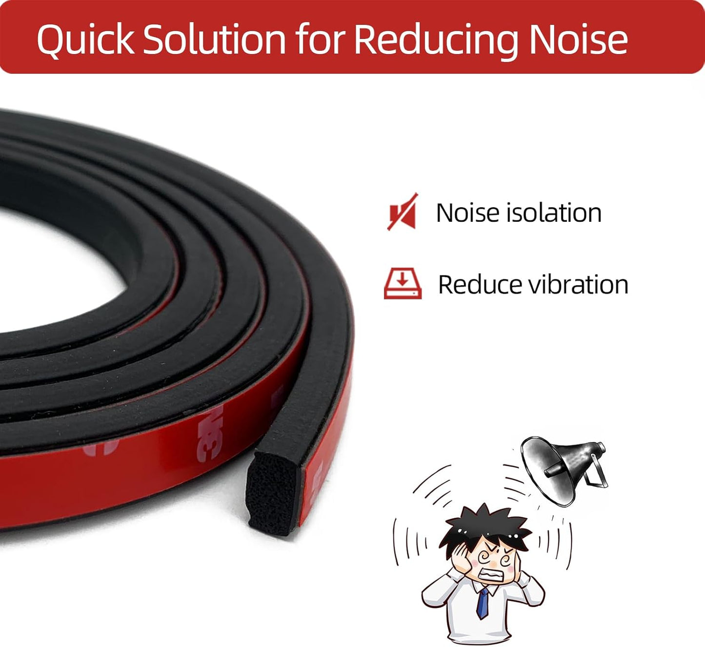 Foam Rubber Seal Strip, Self-Adhesive Rectangle EPDM Rubber Weather Stripping for RV, Boat, Auto, Truck, Marine, Garage Doors/Window and More, W:0.5"; H:0.25",13FT