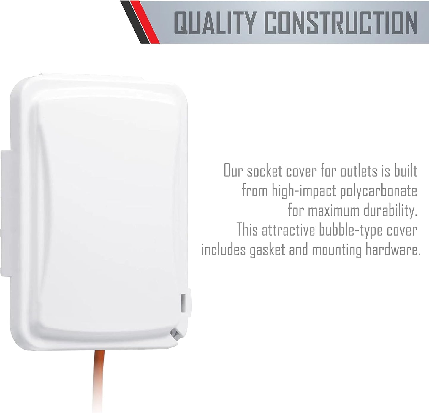 TayMac MM110W Weatherproof Single Outlet Outdoor Receptacle Cover, 5/8 Inches Deep, White