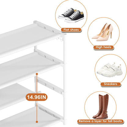 LUKYTOWER Extra Long Shoe Rack 2 Tier Shoe Storage Organizer Wide Stackable Shoe Organizer Racks for Closet Entryway,Shoe Shelf Stand Sturdy Durable Shoes Rack Holder Save Space