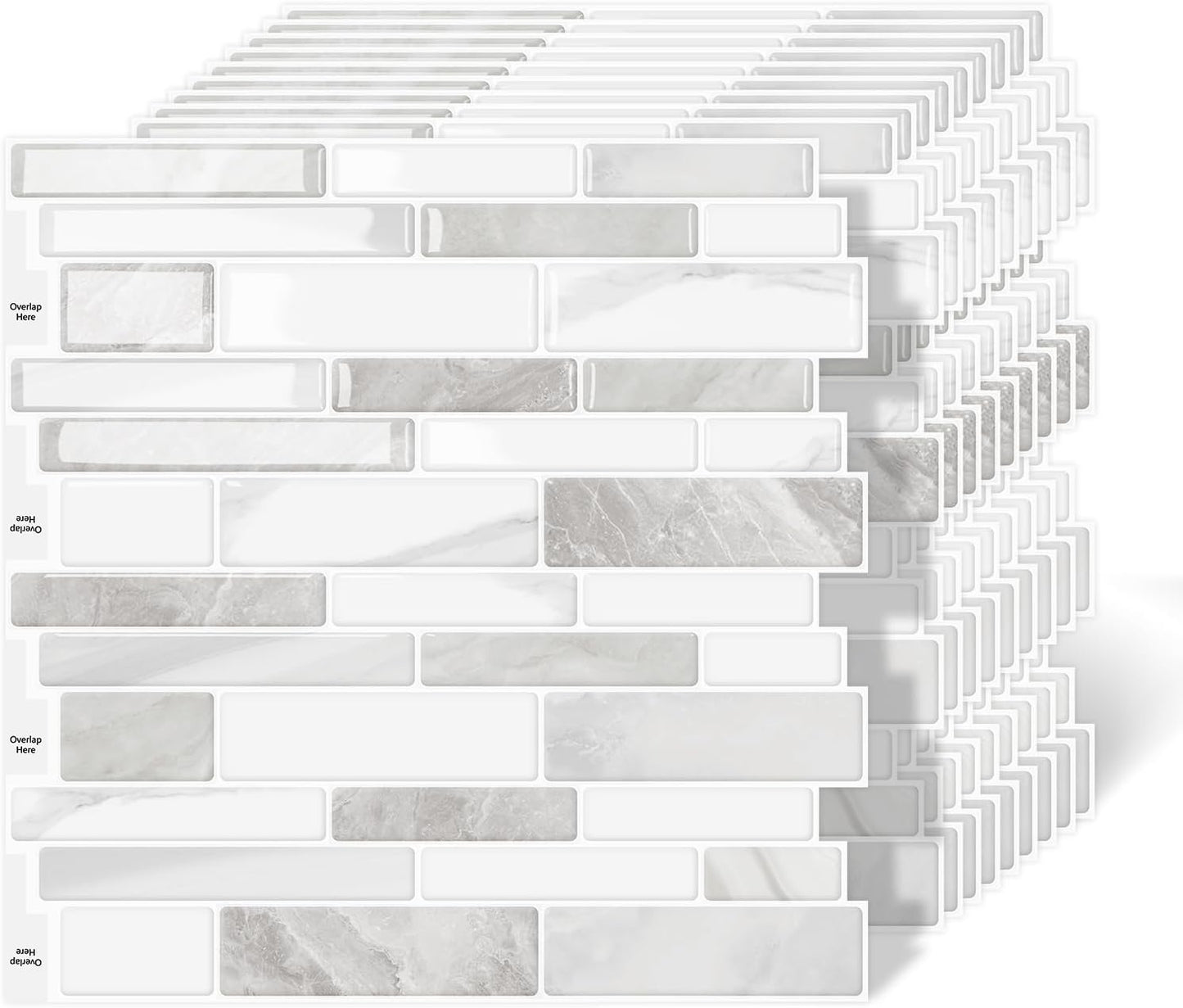 10-Sheet Peel and Stick Kitchen Backsplash Tiles | 3D Waterproof Self Adhesive Wall Tile Stick on Backsplash for Kitchen and Bathroom(Sage Green,12"×12")
