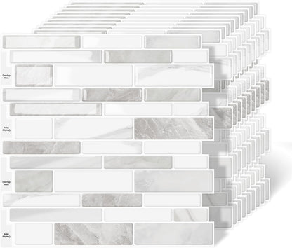 10-Sheet Peel and Stick Kitchen Backsplash Tiles | 3D Waterproof Self Adhesive Wall Tile Stick on Backsplash for Kitchen and Bathroom(Sage Green,12"×12")