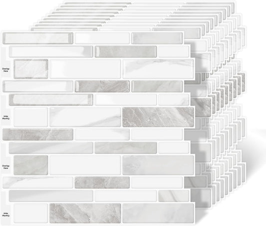 10-Sheet Peel and Stick Kitchen Backsplash Tiles | 3D Waterproof Self Adhesive Wall Tile Stick on Backsplash for Kitchen and Bathroom(Sage Green,12"×12")