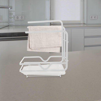 GANAZONO Kitchen Sponge Draining Holder Wall-Mounted Dishcloth Rack for Efficient Sink Storage and Waste Drainage Stylish Household Organizer for Sponges Cloths and Cleaning Supplies