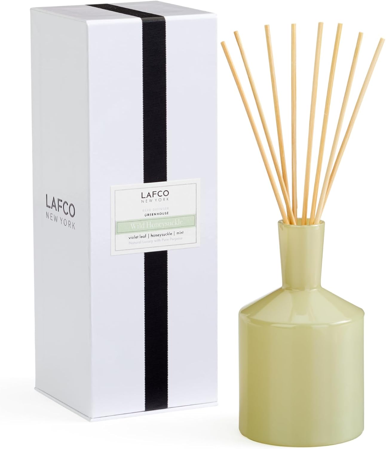 LAFCO New York Classic Reed Diffuser, Sea & Dune - 6 oz - Up to 3 Months Fragrance Life - Reusable Glass Vessel - Natural Wood Reeds - Made in The USA