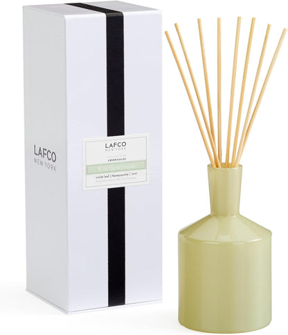 LAFCO New York Classic Reed Diffuser, Sea & Dune - 6 oz - Up to 3 Months Fragrance Life - Reusable Glass Vessel - Natural Wood Reeds - Made in The USA