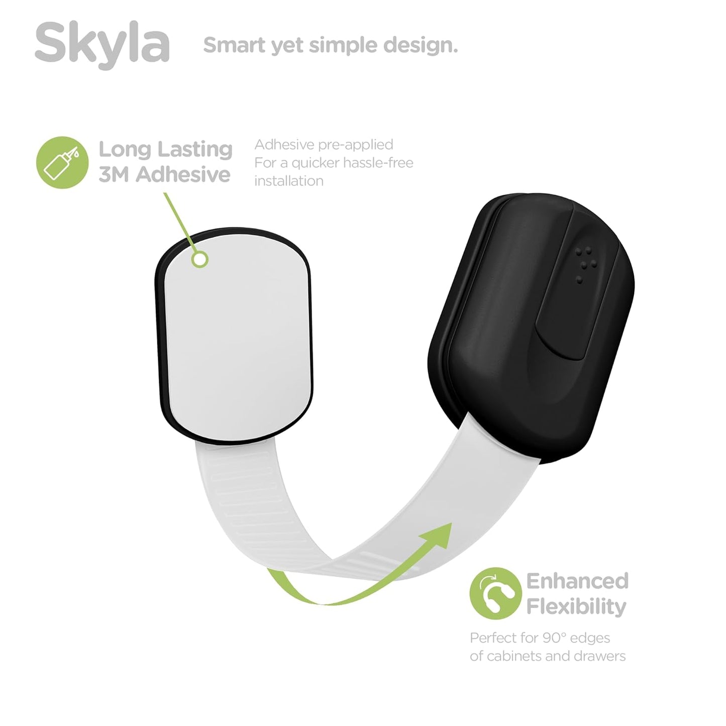 SKYLA HOMES Baby Locks Child Safety Cabinet Proofing - Safe Quick and Easy 3M Adhesive Cabinet Drawer Door Latches No Screws & Magnets Multi-Purpose for Furniture Kitchen Ovens Toilet Seats