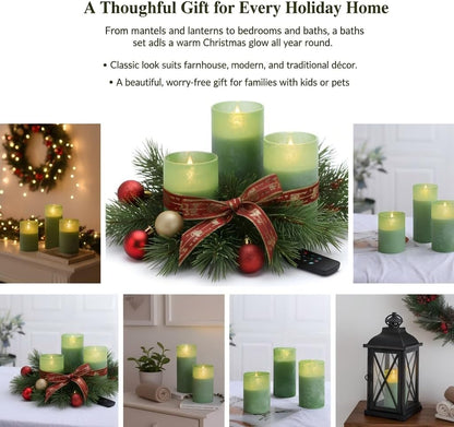 ANGELLOONG Flickering Flameless Candles, Realistic Battery Operated Candles with Remote and Timer, Set of 3 LED Candles for Room Fall Home Wedding Decor Centerpieces Table Party Valentines Decorations