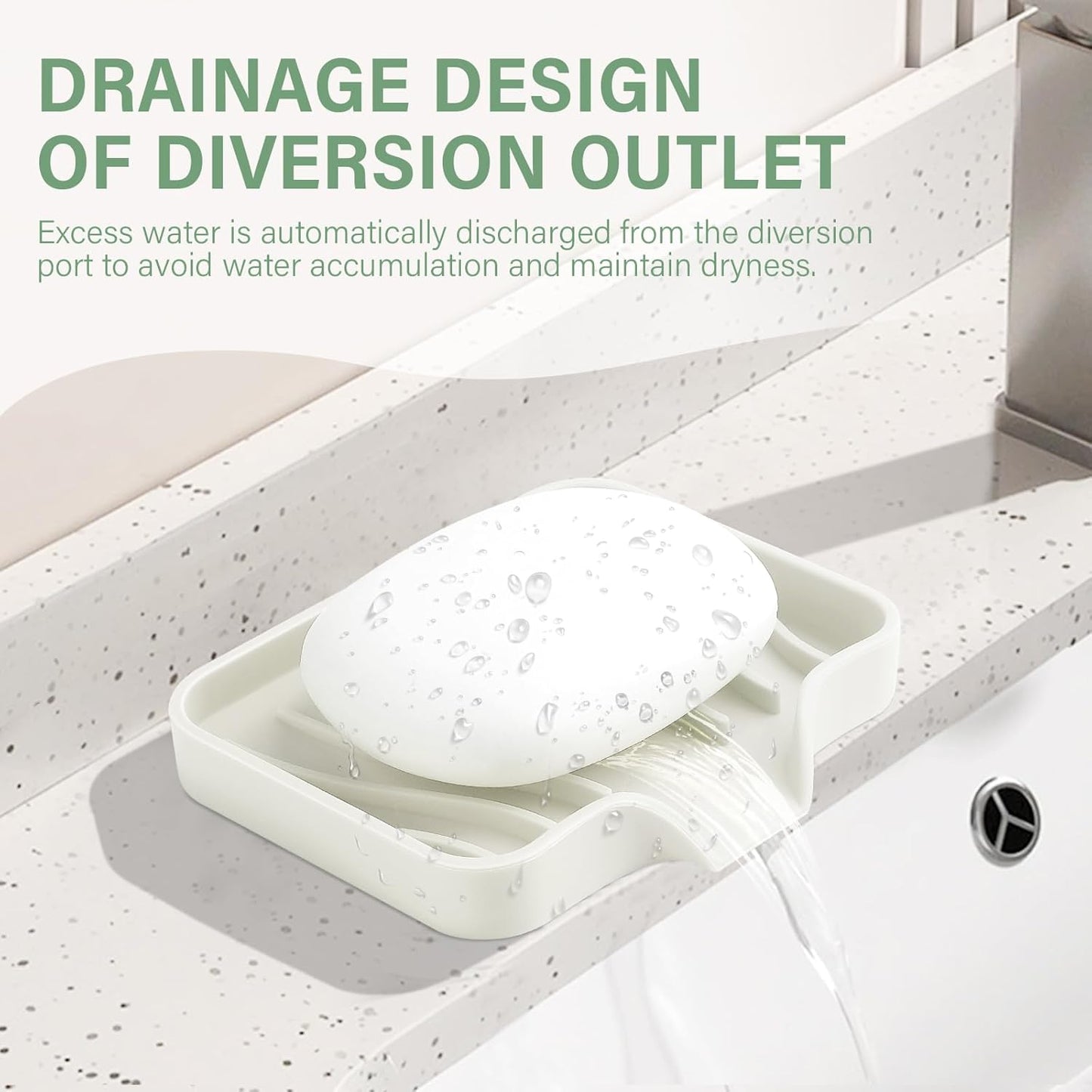 Silicone Soap Dish with Drain, SAISN Kitchen Soap Tray for Shower 2 Pack Self Draining Soap Dish Soft Bathroom Soap Holder for Kitchen Sink Flexible Portable Soap Saver, White