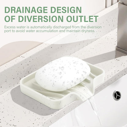 Silicone Soap Dish with Drain, SAISN Kitchen Soap Tray for Shower 2 Pack Self Draining Soap Dish Soft Bathroom Soap Holder for Kitchen Sink Flexible Portable Soap Saver, White