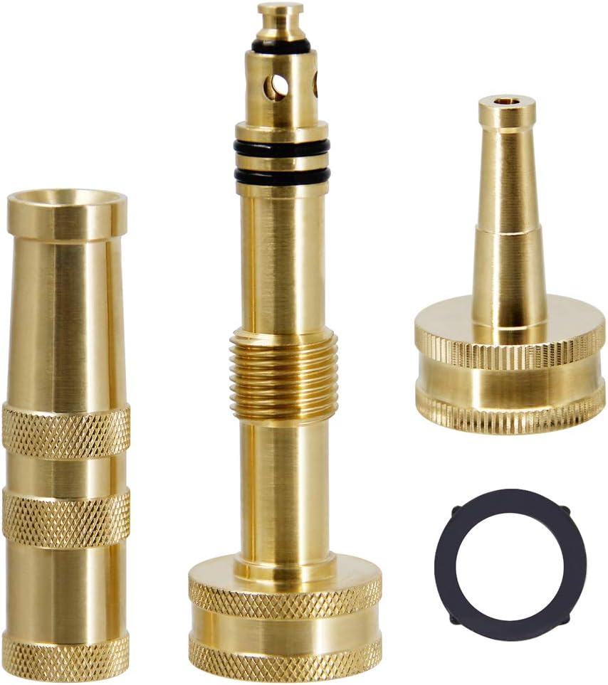 Twinkle Star Heavy-Duty Brass Adjustable Twist Hose Nozzle, 2 Pcs | 3/4” GHT Brass Garden Hose Nozzle, Adjustable Water Flow