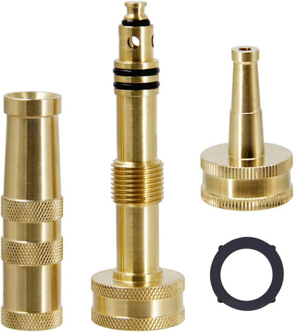 Twinkle Star Heavy-Duty Brass Adjustable Twist Hose Nozzle, 2 Pcs | 3/4” GHT Brass Garden Hose Nozzle, Adjustable Water Flow