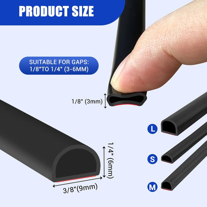 Weather Stripping Door Seal Self Adhesive Weather Strip Silicone D Shaped Door Seal Strip for Door Frame/Window Seal, 20Ft, Brown (3/8" W × 1/4" T)
