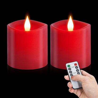 3x4 Flickering Flameless Candles Set of 3,Real Wax Pillar LED Candles,with Timer,4 inch Flameless Candles with Remote,for Party Wedding Holiday Home Decor,Ivory