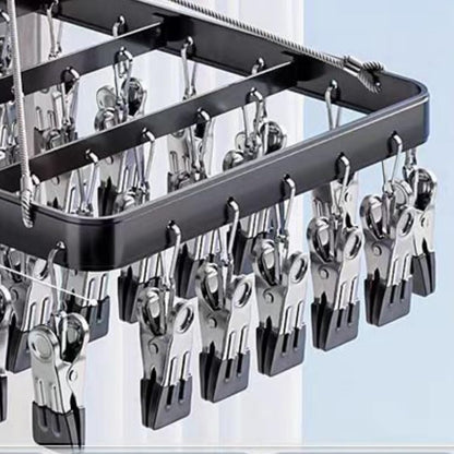 Pants Hangers Clothes Drying Racks Clip Hangers Metal with 36 Clips Windproof Underwear Hanger Foldable Laundry Clip for Jeans Yoga Leggings Trousers Socks Bras (Pink)