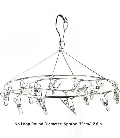 Stainless Steel Sock Drying Rack, Multi Clip Clothes Drying Rack Underwear Hanger Sweater Drying Rack Sock Clips Hang Dry Clothes Rack for Socks, Underwear (No Loop Round)