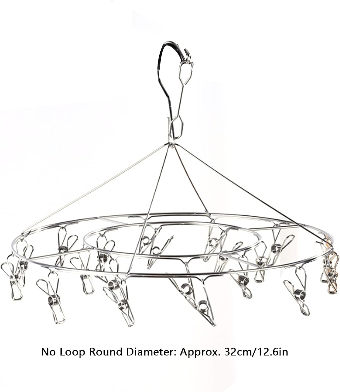 Clothes Drying Racks Clip Hangers, Clothes Drying Hanger Stainless Steel Multi Clip Laundry Drip Hanging Rack for Underwear Socks Hat(Round)