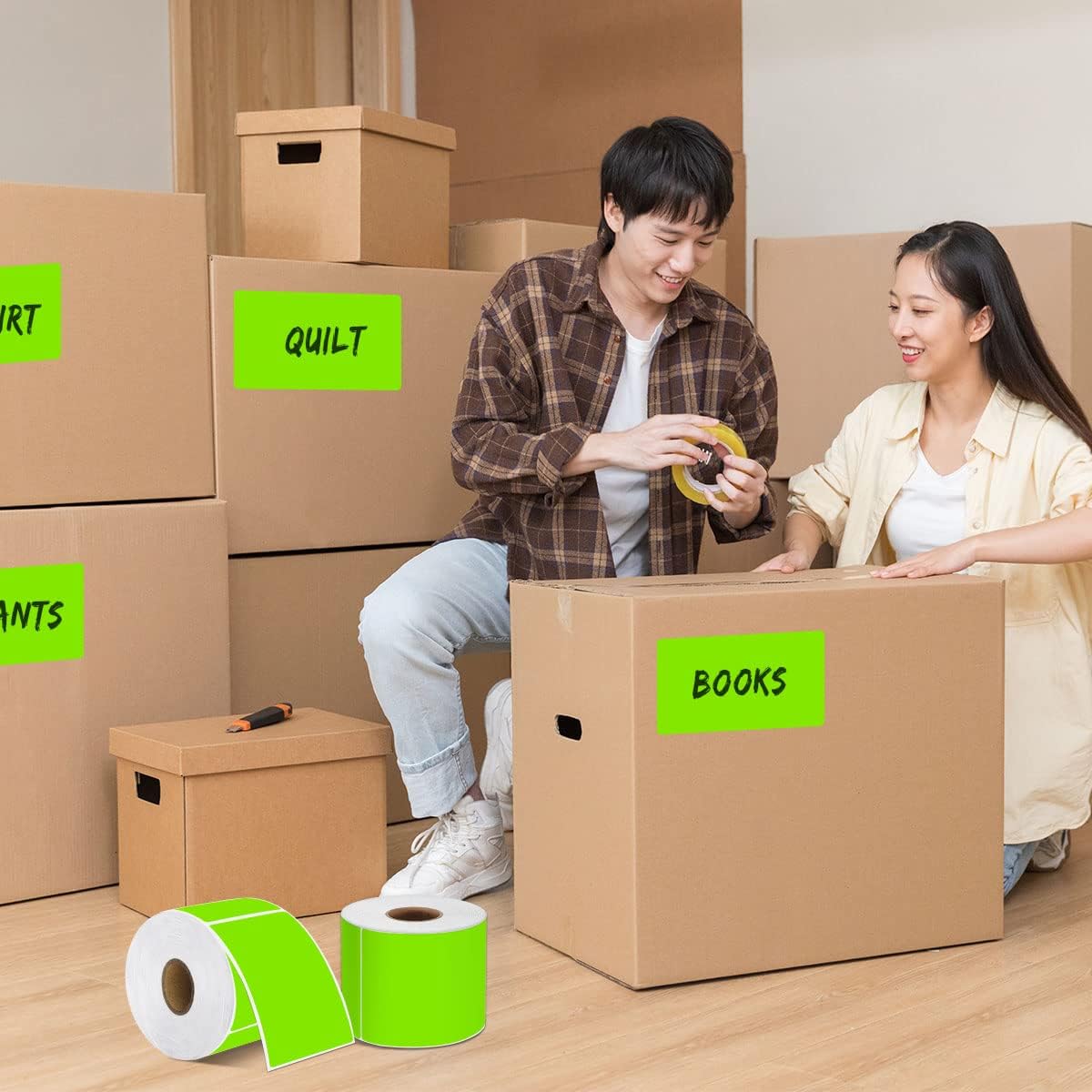 PARLAIM 3 X 5 Inch Rectangle Adhesive Color Coding Stickers,Square Inventory Stickers -250 Per Dispenser Box (Fluorescent Green)