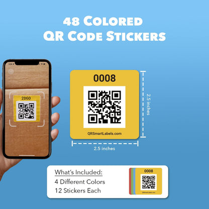 Smart Labels QR Code Stickers with AI Photo Analysis App - Auto-Creates Item Descriptions - No Typing - Made in USA - QR Code Labels for Storage & Inventory Tracking, Organization & Moving, Pack of 48