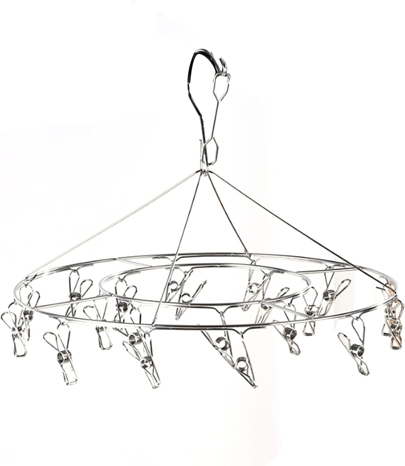 Clothes Drying Racks Clip Hangers, Clothes Drying Hanger Stainless Steel Multi Clip Laundry Drip Hanging Rack for Underwear Socks Hat(Round)