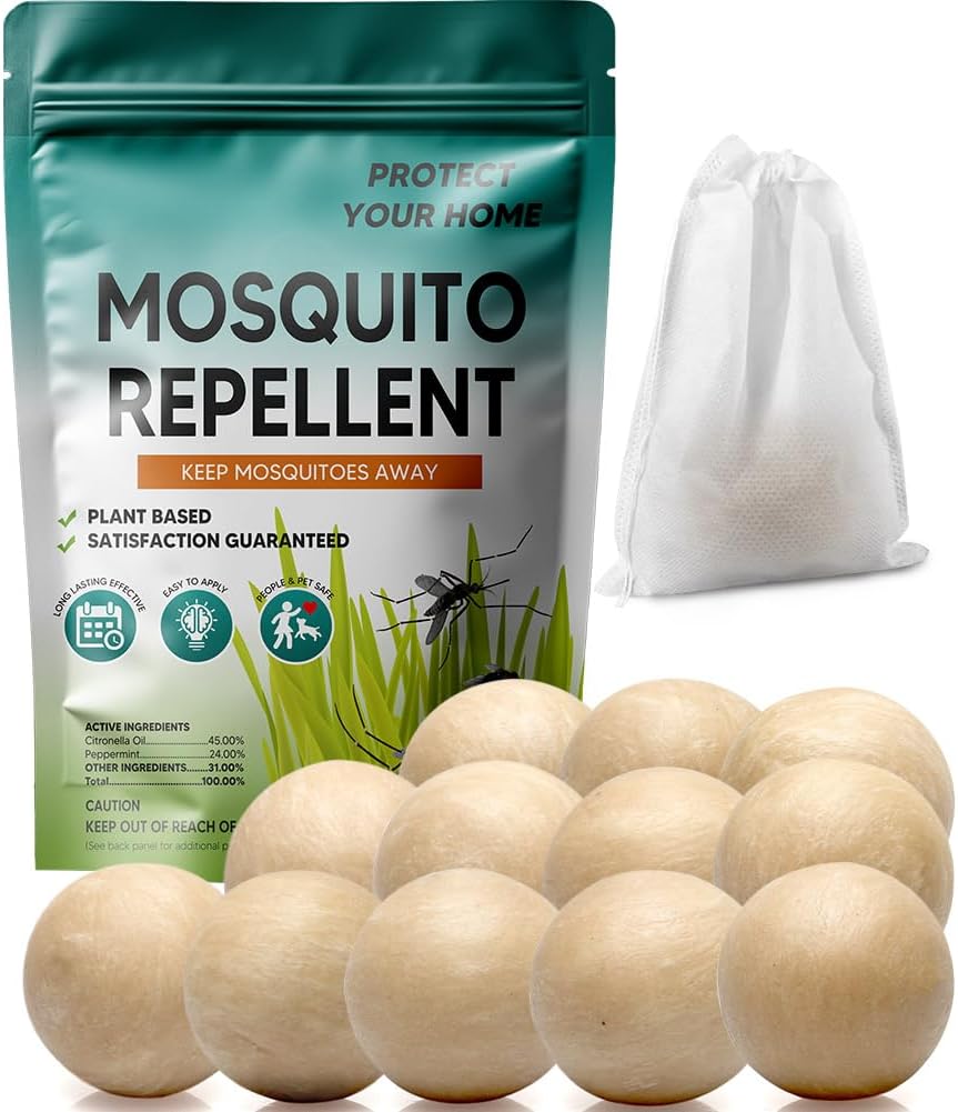 AJOQFKTD Mosquito Repellent Outdoor Patio, Mosquito Repellent Balls, Mosquito Repellent for Room, Mosquito Repellent Indoor, Mosquito Deterrent for Yard, Covers 120 Sq Ft, 60 Days Protection, 8 Packs
