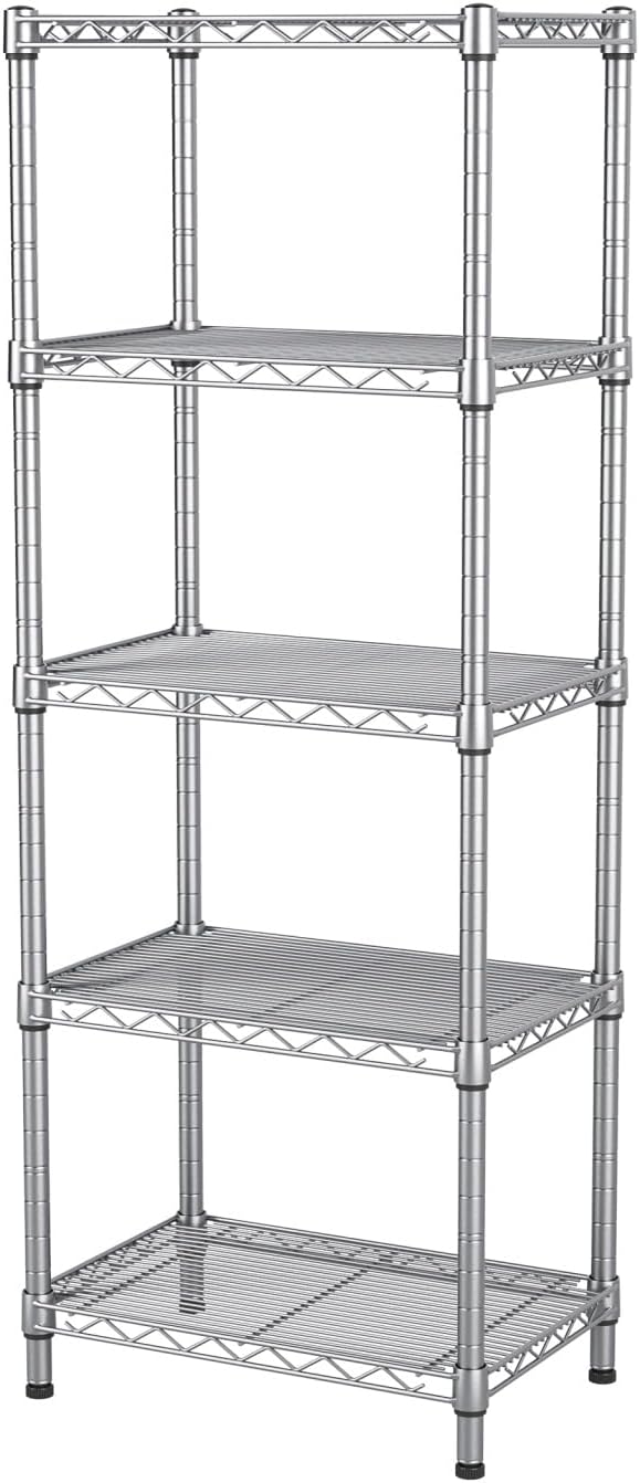 Golpart 4 Tier Adjustable Storage Shelves Metal Utility Shelf Wire Shelving Unit Organizer Rack for Home Kitchen Office Bathroom Pantry Room 12" D x 18" W x 44" H