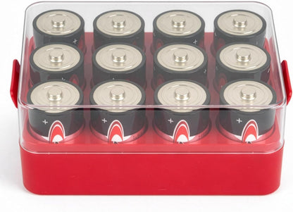 ALCYON Battery Organizer Storage Case, Battery Vault Box Container for 48pcs AA Batteries, Plastic Clear Protective Battery Holder for Travelling/Home/Office (Black, Large)