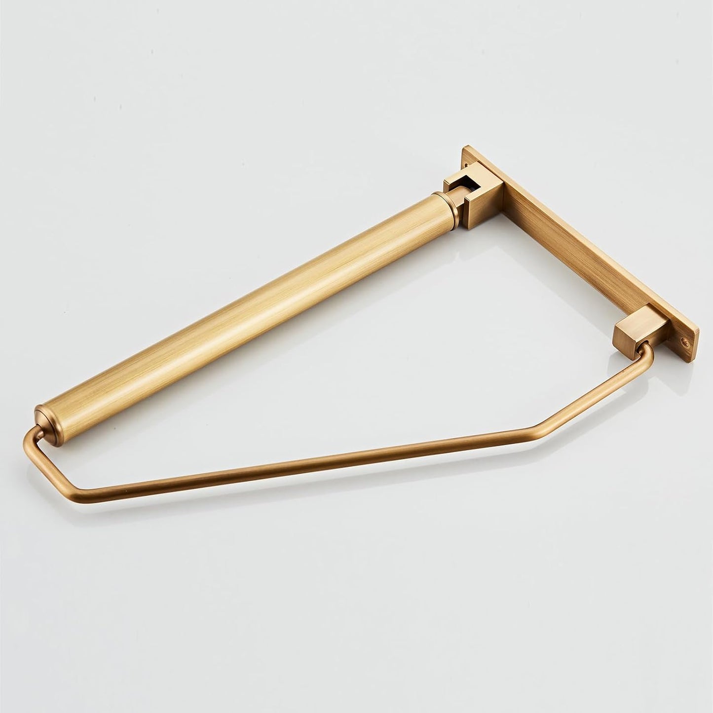 NEWRAIN Folding Wall Mounted Clothes Hanger Rack Clothes Hook Solid Brass with Swing Arm Holder Clothing Hanging System Closet Storage Organizer Heavy Duty Drying Rack Wall Mount,Brushed Gold