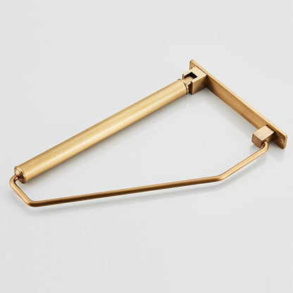 NEWRAIN Folding Wall Mounted Clothes Hanger Rack Clothes Hook Solid Brass with Swing Arm Holder Clothing Hanging System Closet Storage Organizer Heavy Duty Drying Rack Wall Mount,Brushed Gold