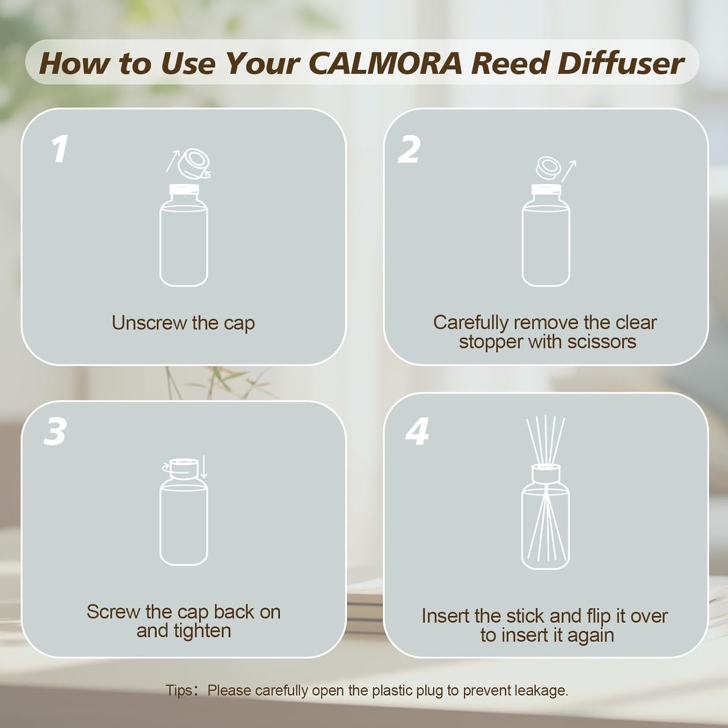 CALMORA Reed Diffuser Set of 3, 50ml Lily & Jasmine/White Tea/Amber Scented Oil Diffuser with 15 Sticks | Home Fragrance for Bedroom, Bathroom, Office & Living Room for Women Men