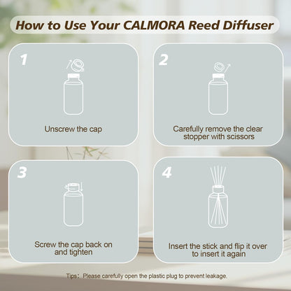CALMORA Reed Diffuser Set of 3, 50ml Lily & Jasmine/White Tea/Amber Scented Oil Diffuser with 15 Sticks | Home Fragrance for Bedroom, Bathroom, Office & Living Room for Women Men