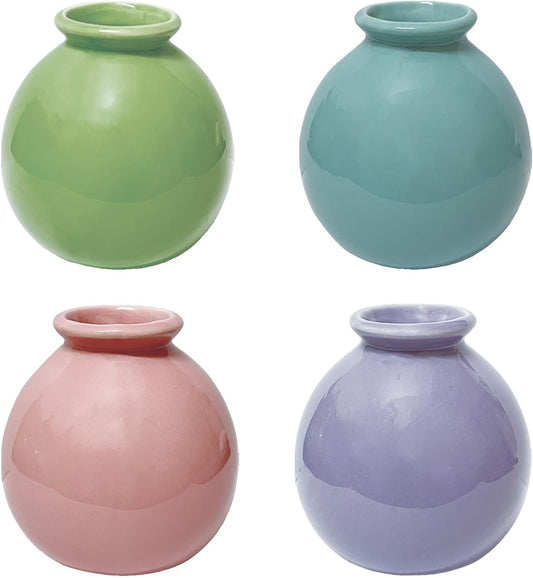 4 Pcs Colorful Ceramic Flower Vases, Minimalist Planters, Ceramic Bud Vases, Table Centerpiece Decorations for Classroom, Office, Living Room, Garden