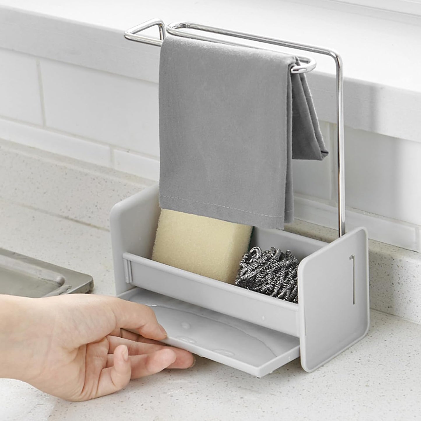 Dishcloth Drying Rack,Compact Versatile Detachable Kitchen Countertop Soap Sponge Organizer Wall Mounted Hanging Storage Solution,for Kitchen and Bathroom