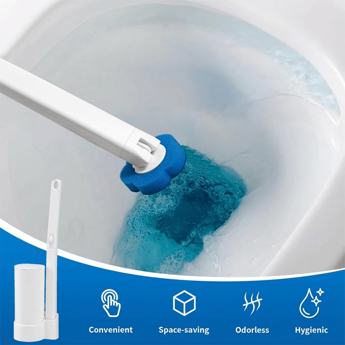 Disposable Toilet Brush with 48 Refills,Toilet Cleaning Supplies,Toilet Wand Brush Starter Kit,Wall Mounted Toilet Bowl Cleaner Brush with Holder for Bathroom Deep Cleaning & Hygiene (White)