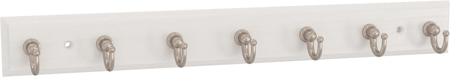 Franklin Brass Key Tidy (1-Pack) Pure White Holder 7' Wall Mount Small Item Rack 4 Hooks for Wall, Hallway, Entry Keychain Rail Organizer B46711K-PMN-R
