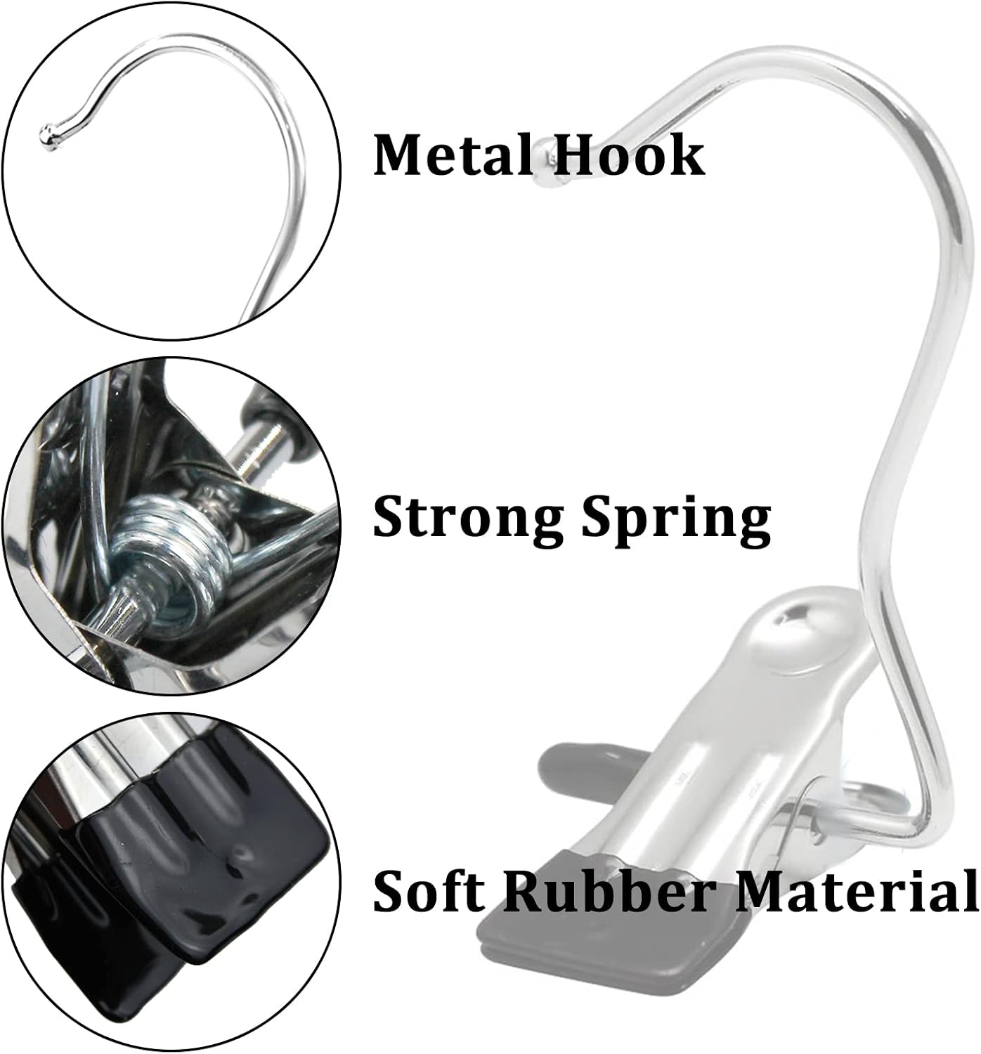 FuninCrea Laundry Hooks Clip, 5 Pcs Stainless Steel Anti-Slip Boot Laundry Hanger Clips Portable Heavy Duty Multi-Functional Single Hanging Clothes Clips for for Scarf, Gloves, Shoes, Socks (Blue)