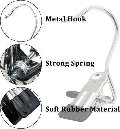 FuninCrea Laundry Hooks Clip, 5 Pcs Stainless Steel Anti-Slip Boot Laundry Hanger Clips Portable Heavy Duty Multi-Functional Single Hanging Clothes Clips for for Scarf, Gloves, Shoes, Socks (Blue)