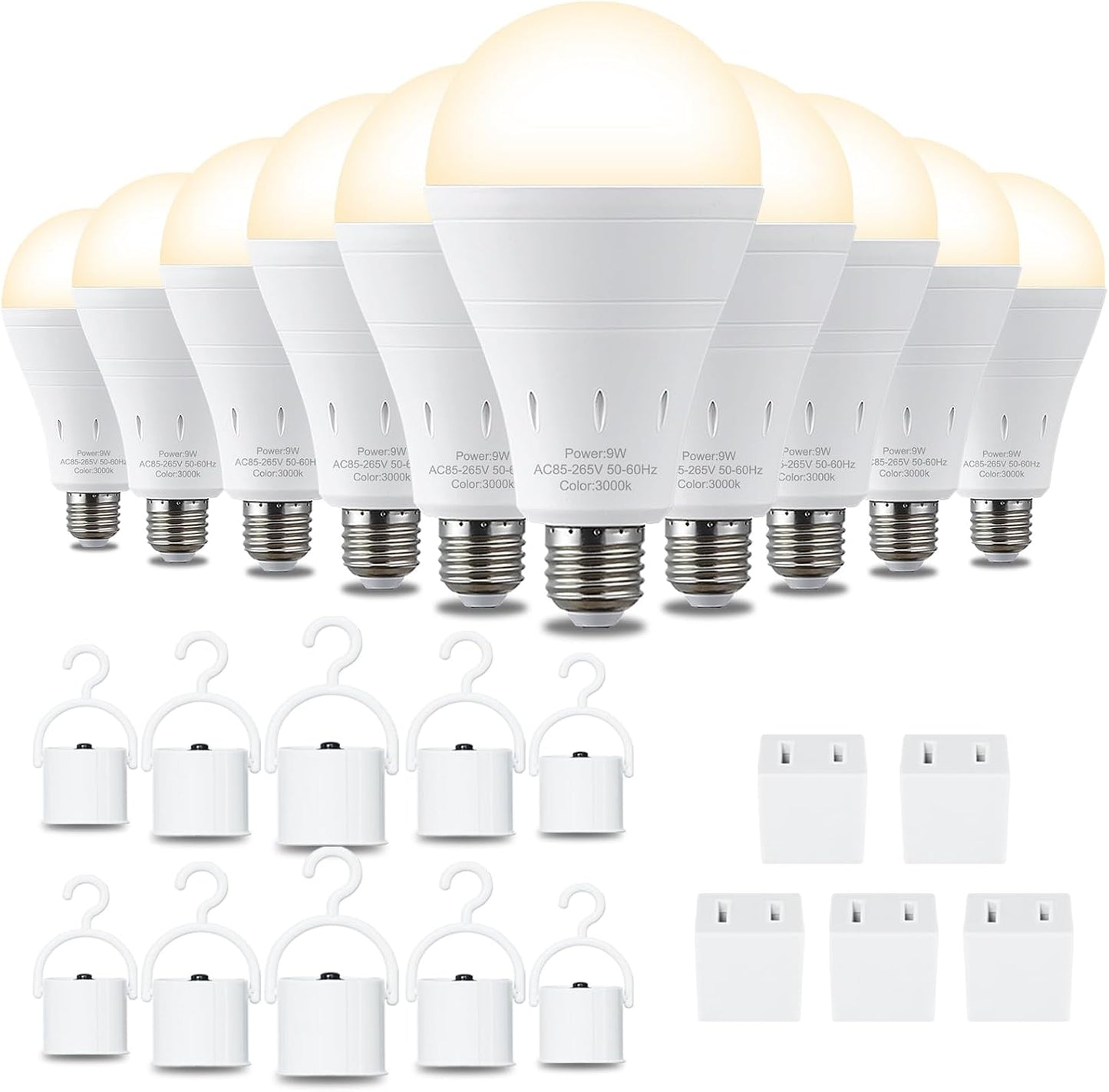 DEBAOBULB 4 Pack Rechargeable Emergency Light Bulbs, Battery Powered LED Light Bulb 6000K Daylight E26 120 Volt 9W 60W Equivalent with 1200mAh for Home Power Outage Camping Hurricane