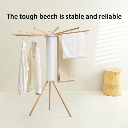 JOOM Tripod Clothes Drying Rack, Garment Rack Portable and Foldable Space Saving Laundry Drying Rack - Drying Rack Clothing Floor Folding Balcony Bedroom Household Wooden